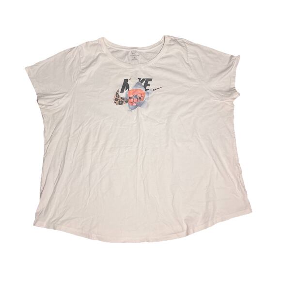 Nike Tops - Nike Womens Cotton White T Shirt Sportswear Fierce Plus Size 3X Leopard Logo